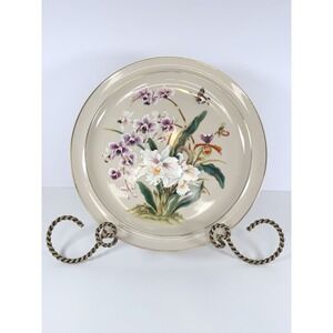 Hand Painted Iris, Orchid & Butterfly Decorative Plate  By Toyo ‎ 10" Vintage